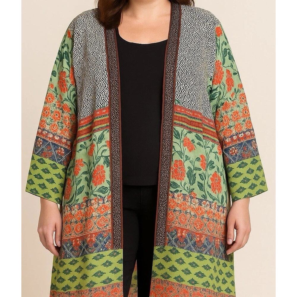 Soft Surroundings Womens 3X Longline Cardigan Kimono Duster Open Front Kimono EC - Picture 3 of 8